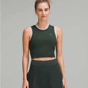 LULULEMON VARSITY SCOOP-NECK CROPPED TENNIS TANK TOP